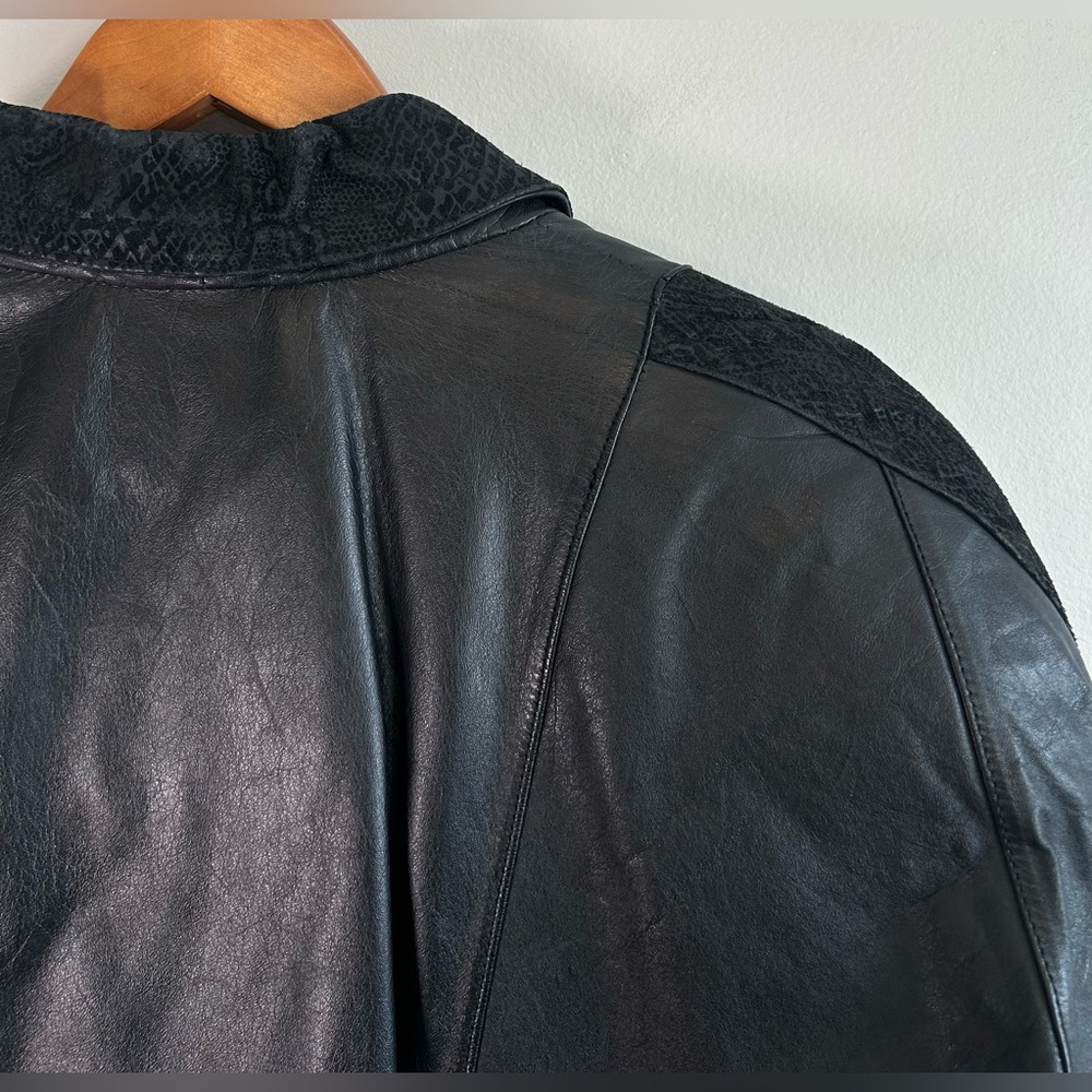 Pelle Cuir Women’s Leather Jacket M Snakeskin-textured Collar Cuffs EUC Vintage - Picture 12 of 13